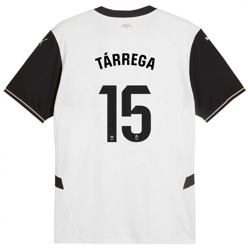 Hombre Fútbol Camiseta César Tárrega #15 Blanco Negro 1ª Equipación 2024/25 México