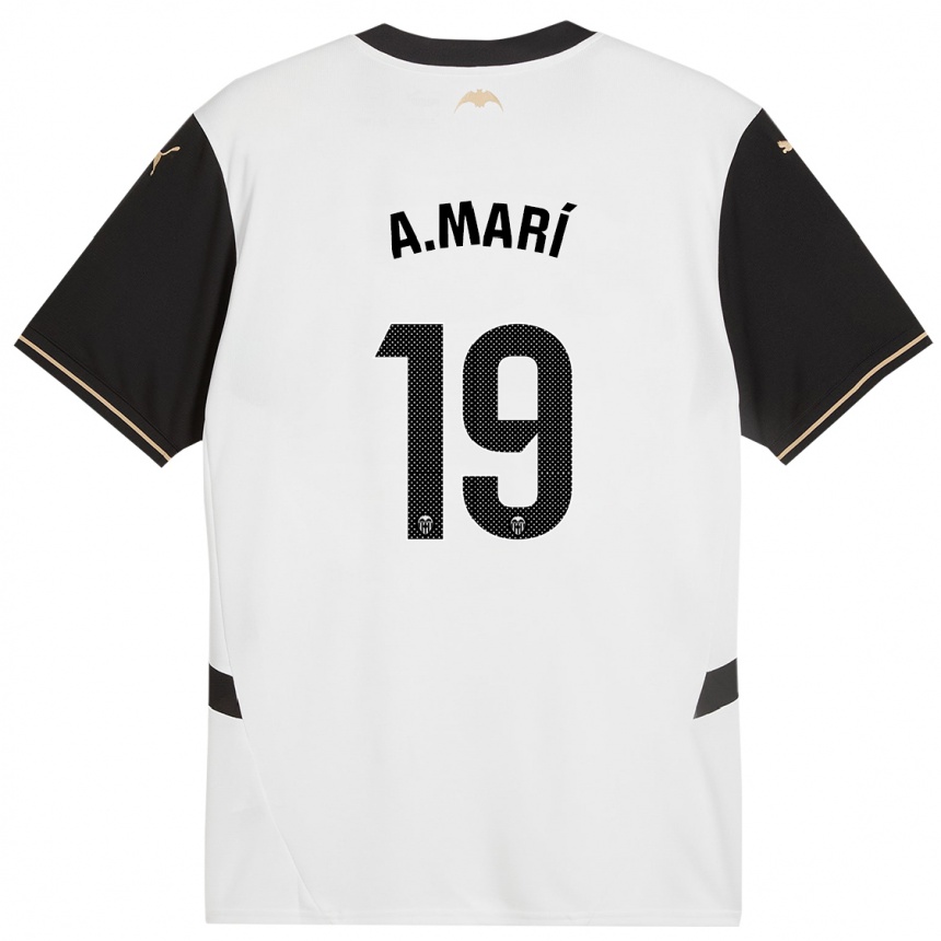 Hombre Fútbol Camiseta Alberto Marí #19 Blanco Negro 1ª Equipación 2024/25 México