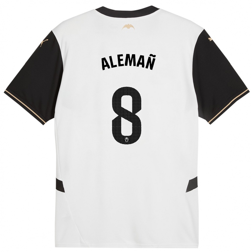 Hombre Fútbol Camiseta Pedro Alemañ #8 Blanco Negro 1ª Equipación 2024/25 México