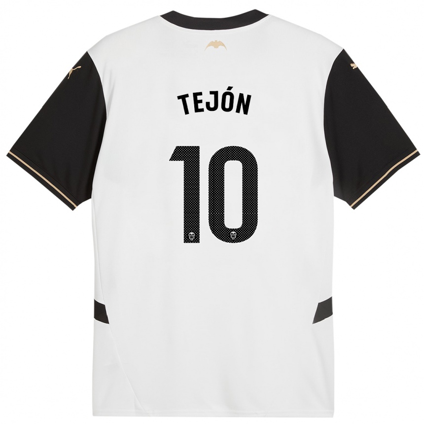 Hombre Fútbol Camiseta Martín Tejón #10 Blanco Negro 1ª Equipación 2024/25 México