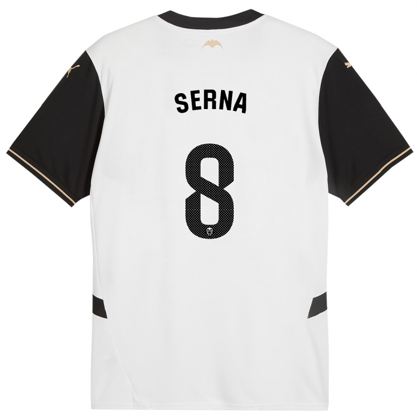 Hombre Fútbol Camiseta Liced Serna #8 Blanco Negro 1ª Equipación 2024/25 México