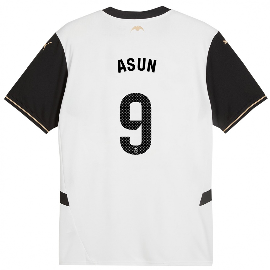 Hombre Fútbol Camiseta Asun #9 Blanco Negro 1ª Equipación 2024/25 México