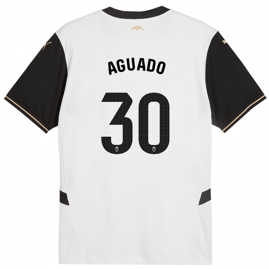 Hombre Fútbol Camiseta Julia Aguado #30 Blanco Negro 1ª Equipación 2024/25 México