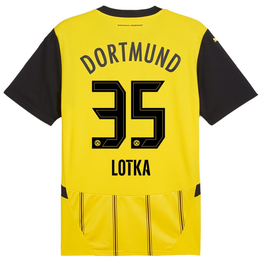 Hombre Fútbol Camiseta Marcel Lotka #35 Amarillo Negro 1ª Equipación 2024/25 México