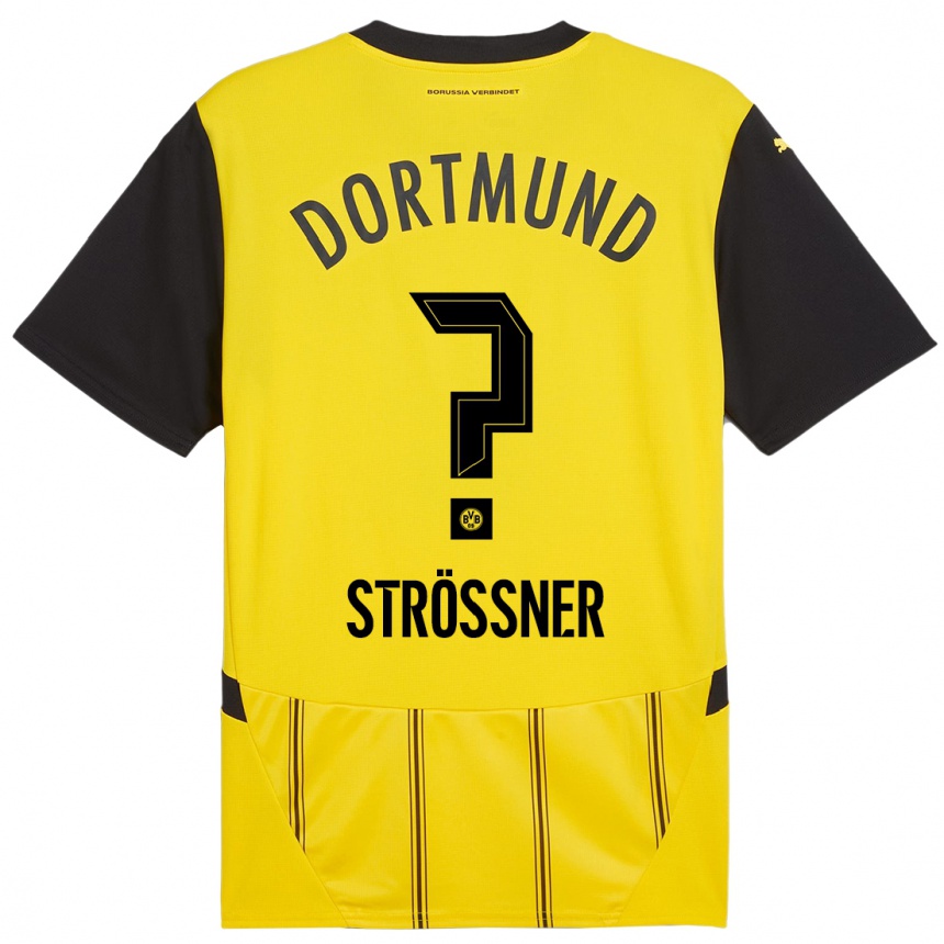 Hombre Fútbol Camiseta Lenni Strößner #0 Amarillo Negro 1ª Equipación 2024/25 México