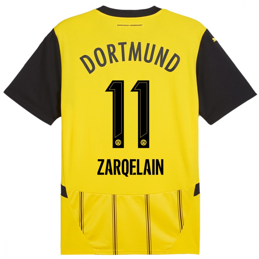 Hombre Fútbol Camiseta Fadi Zarqelain #11 Amarillo Negro 1ª Equipación 2024/25 México