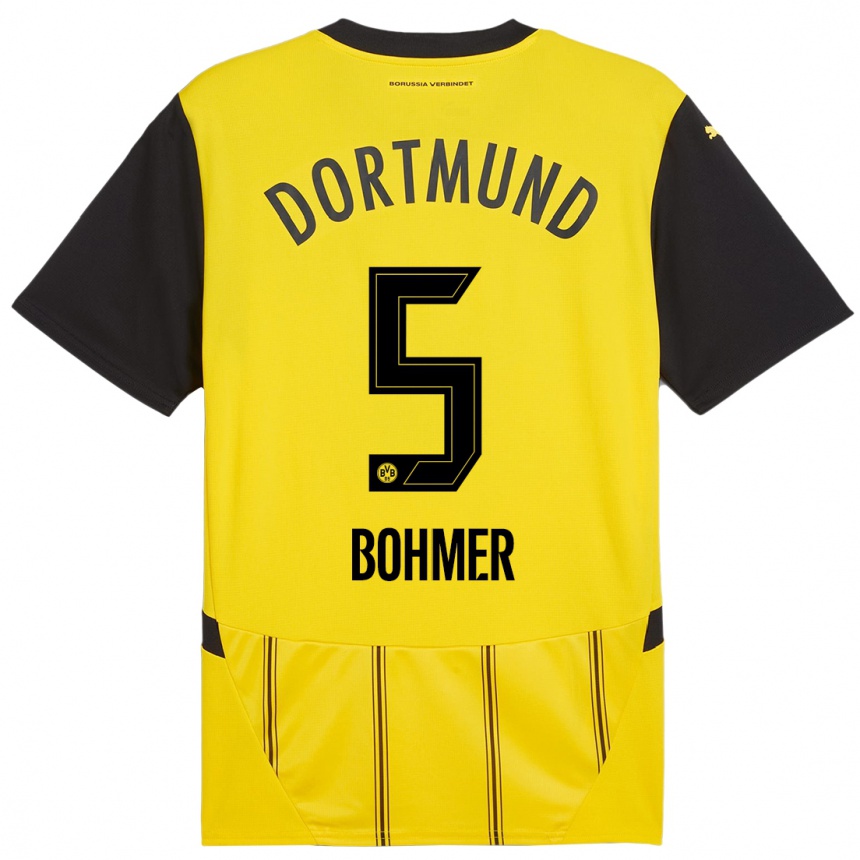 Hombre Fútbol Camiseta Tim Bohmer #5 Amarillo Negro 1ª Equipación 2024/25 México