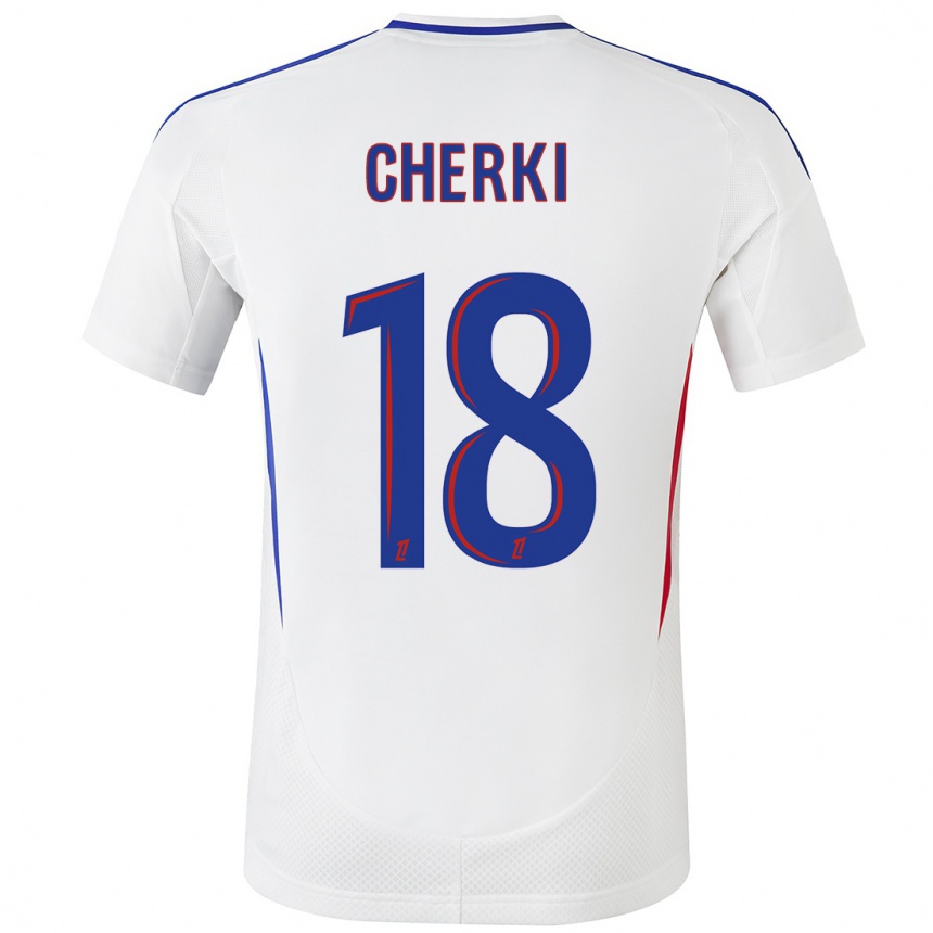 Hombre Fútbol Camiseta Rayan Cherki #18 Blanco Azul 1ª Equipación 2024/25 México