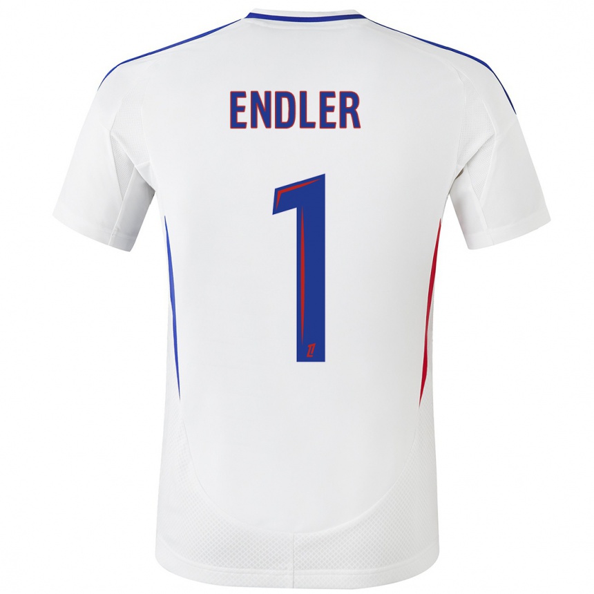 Hombre Fútbol Camiseta Christiane Endler #1 Blanco Azul 1ª Equipación 2024/25 México