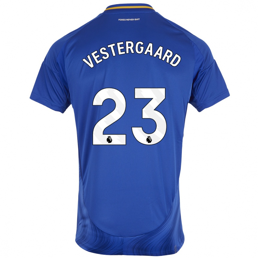 Hombre Fútbol Camiseta Jannik Vestergaard #23 Azul Blanco 1ª Equipación 2024/25 México