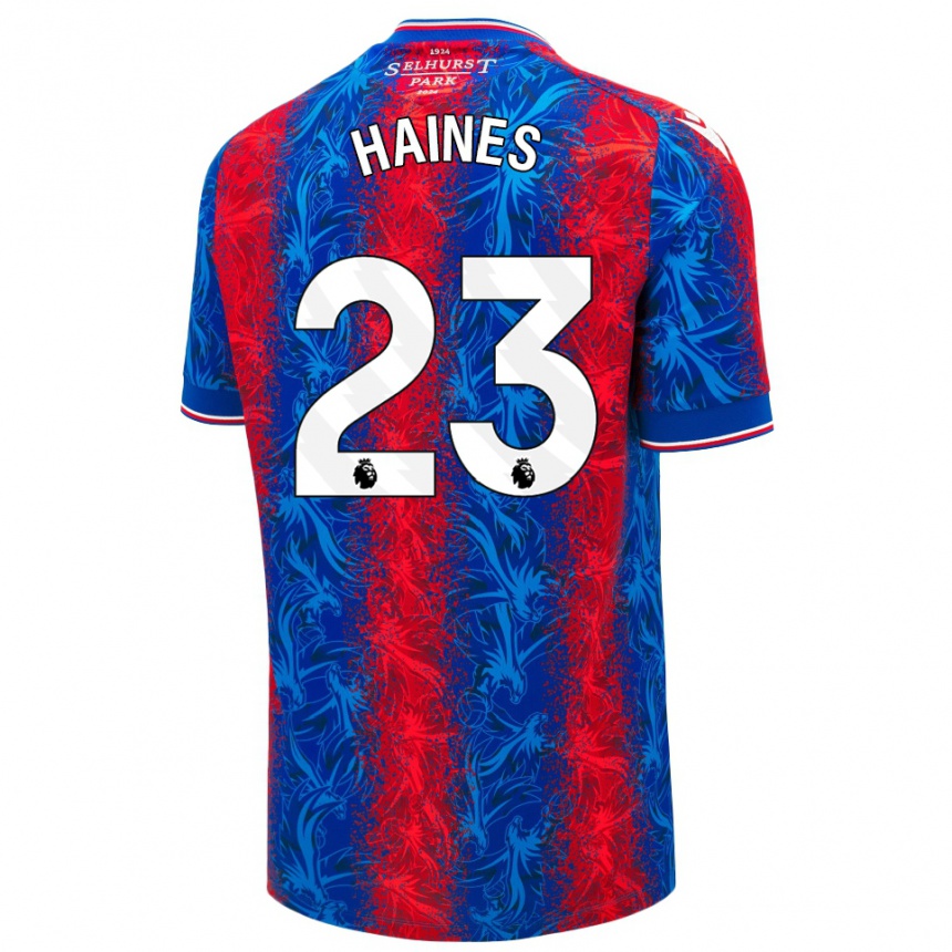 Hombre Fútbol Camiseta Coral-Jade Haines #23 Rayas Rojas Y Azules 1ª Equipación 2024/25 México