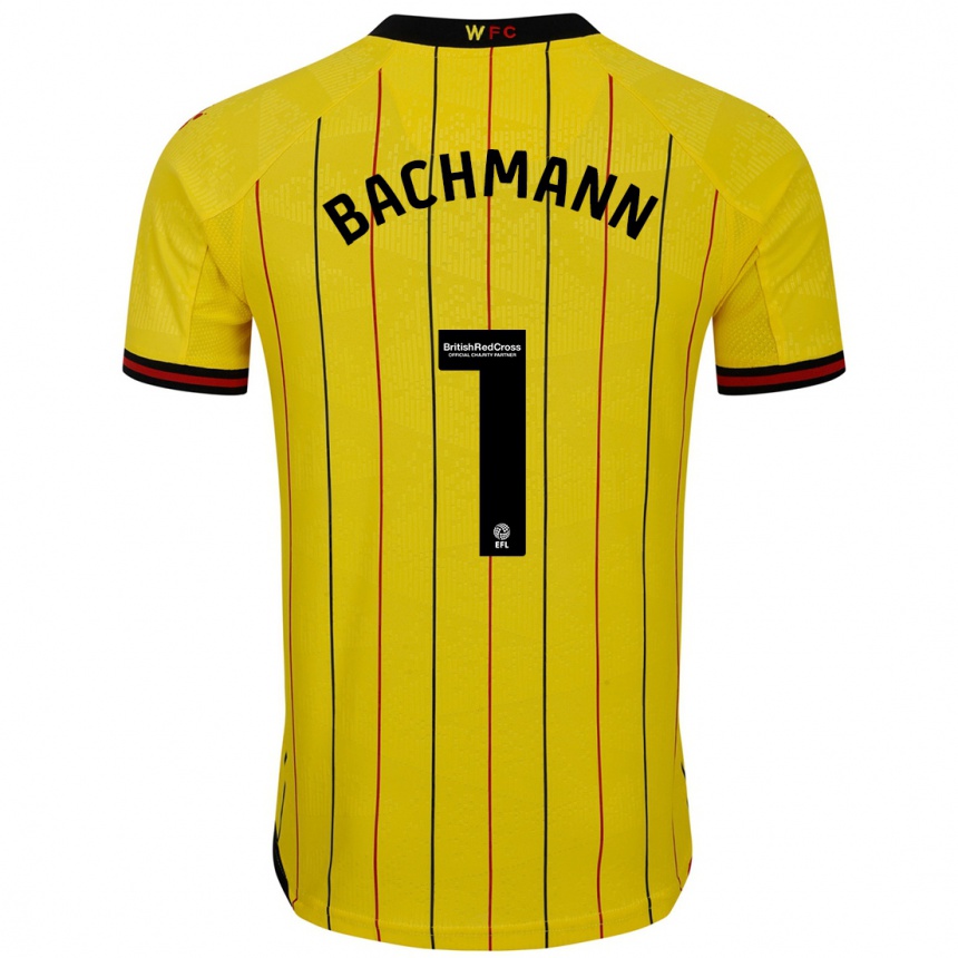 Hombre Fútbol Camiseta Daniel Bachmann #1 Amarillo Negro 1ª Equipación 2024/25 México