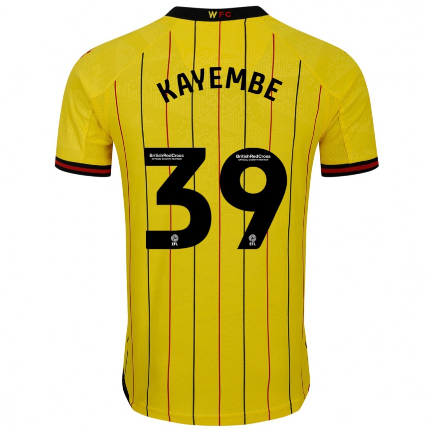 Hombre Fútbol Camiseta Edo Kayembe #39 Amarillo Negro 1ª Equipación 2024/25 México