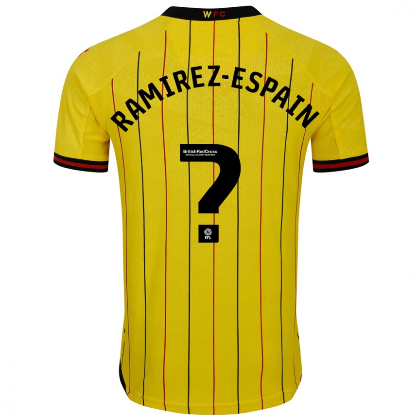 Hombre Fútbol Camiseta Leo Ramirez-Espain #0 Amarillo Negro 1ª Equipación 2024/25 México