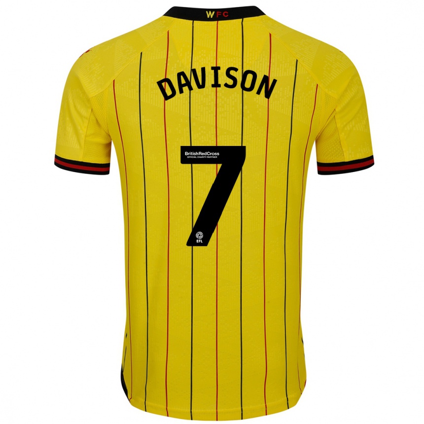 Hombre Fútbol Camiseta Gemma Davison #7 Amarillo Negro 1ª Equipación 2024/25 México