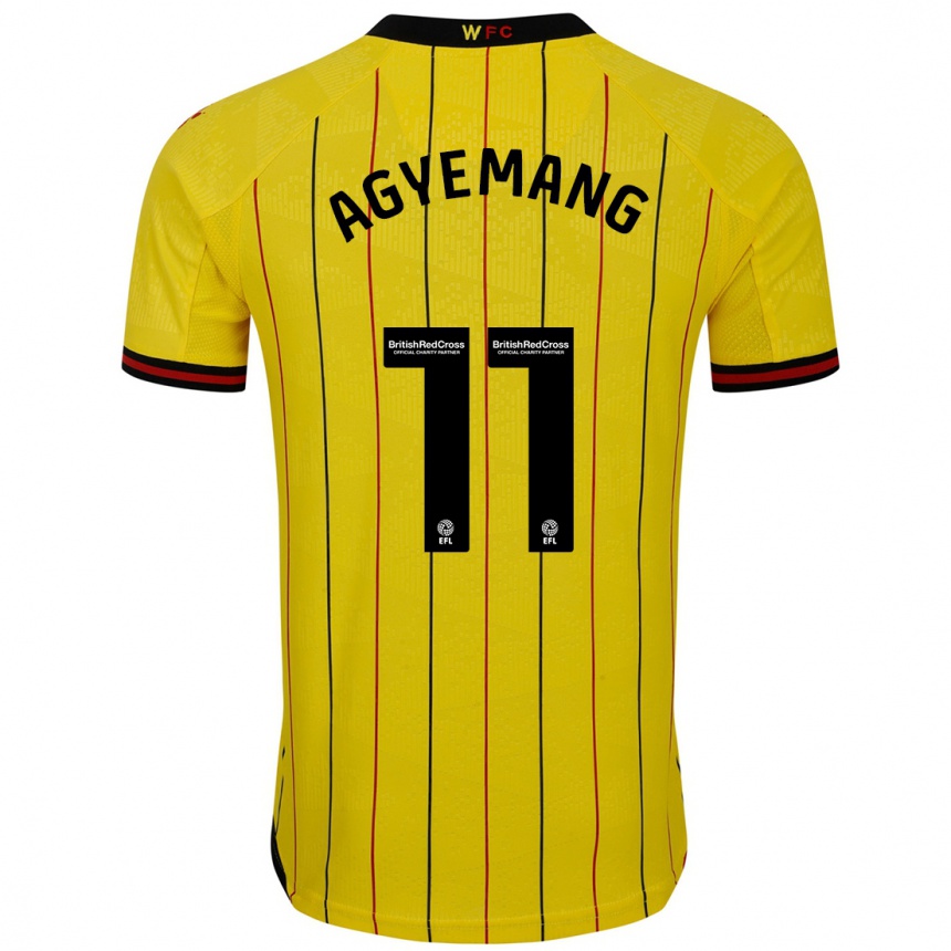 Hombre Fútbol Camiseta Michelle Agyemang #11 Amarillo Negro 1ª Equipación 2024/25 México