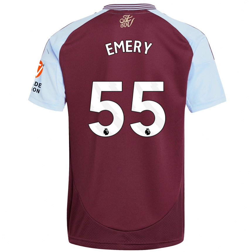 Hombre Fútbol Camiseta Lander Emery #55 Borgoña Azul Cielo 1ª Equipación 2024/25 México