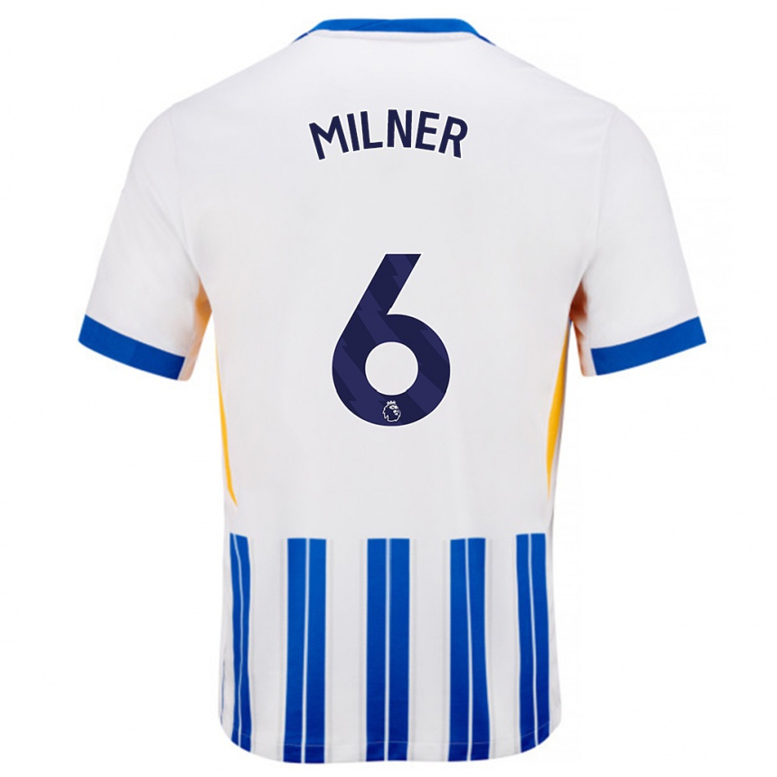 Hombre Fútbol Camiseta James Milner #6 Blanco Azul Rayas 1ª Equipación 2024/25 México