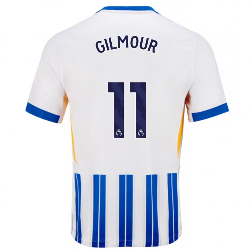 Hombre Fútbol Camiseta Billy Gilmour #11 Blanco Azul Rayas 1ª Equipación 2024/25 México