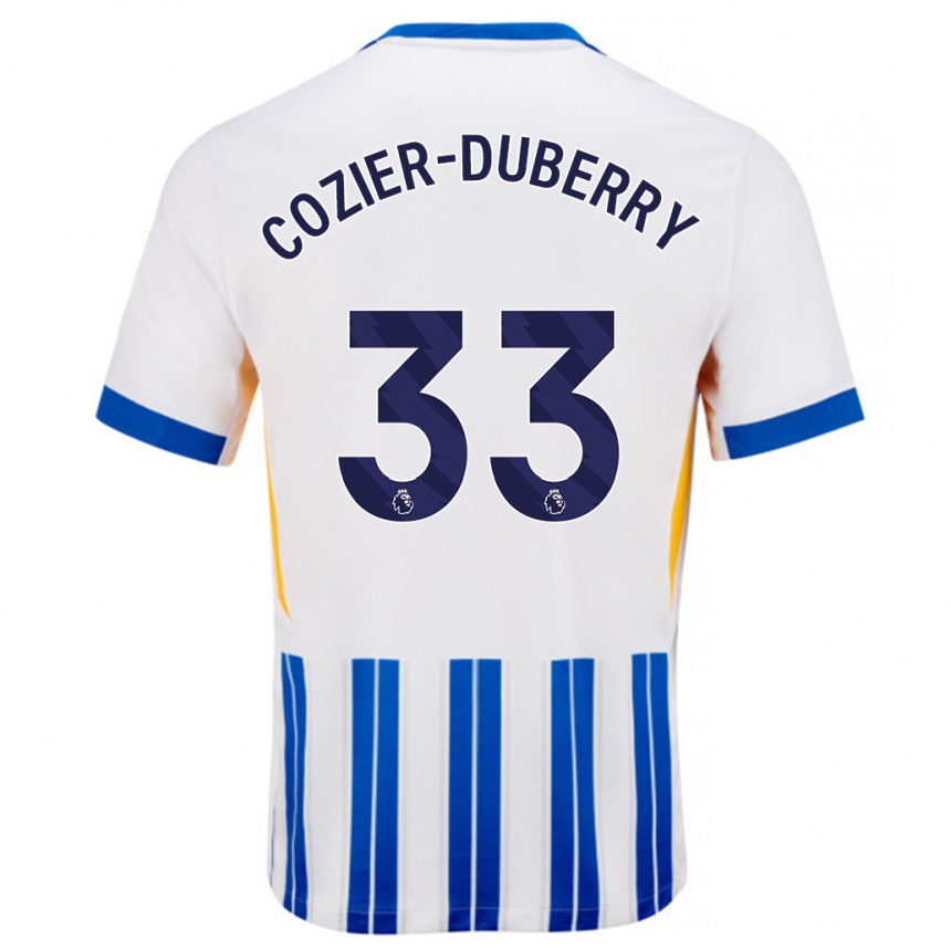 Hombre Fútbol Camiseta Amario Cozier-Duberry #33 Blanco Azul Rayas 1ª Equipación 2024/25 México