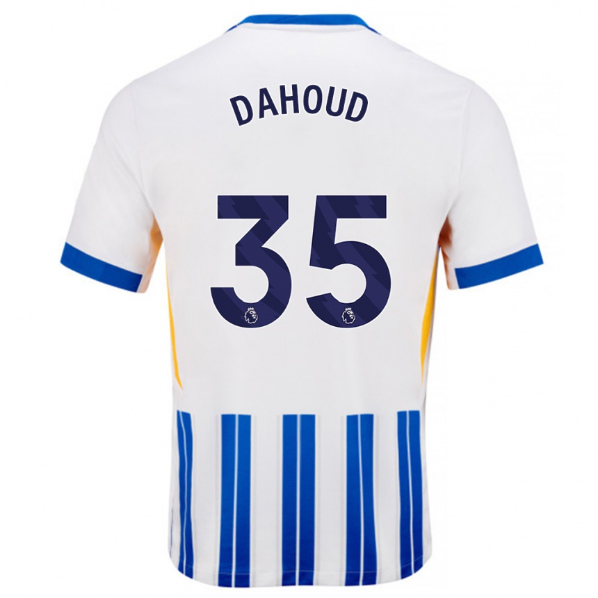 Hombre Fútbol Camiseta Mahmoud Dahoud #35 Blanco Azul Rayas 1ª Equipación 2024/25 México