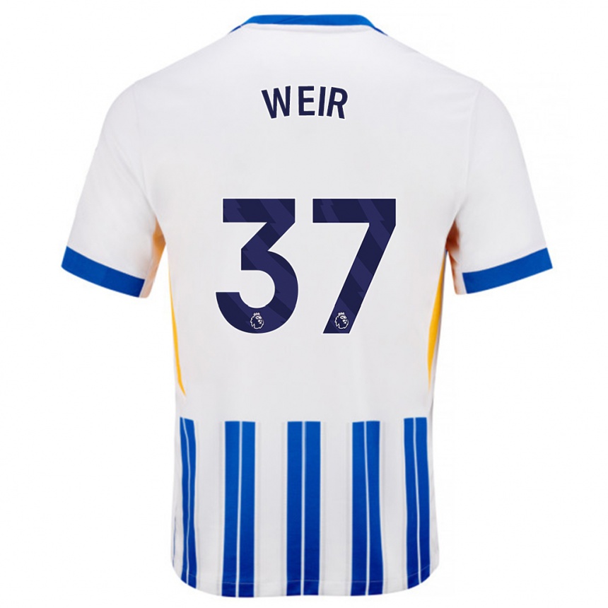 Hombre Fútbol Camiseta Jensen Weir #37 Blanco Azul Rayas 1ª Equipación 2024/25 México