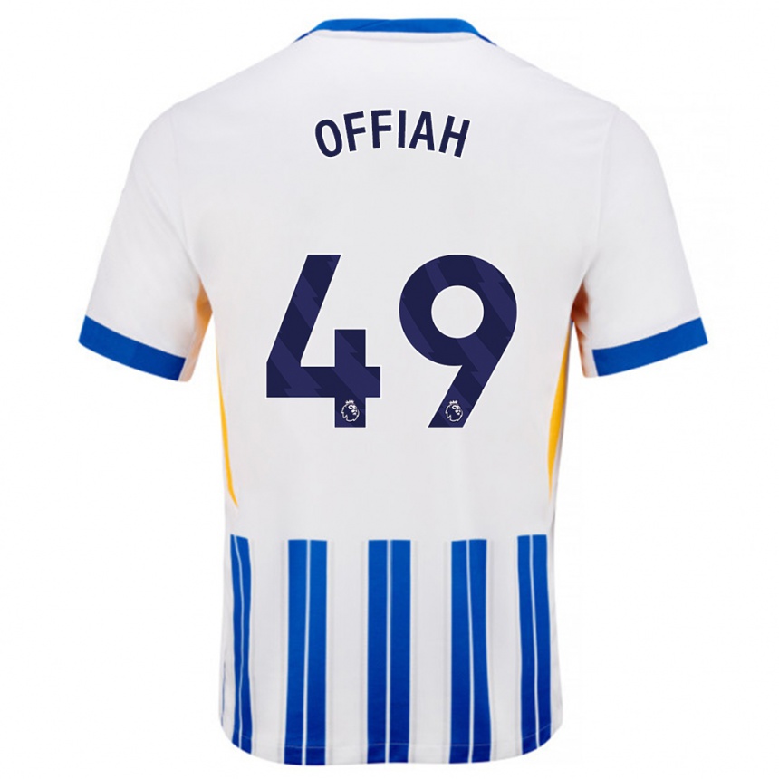 Hombre Fútbol Camiseta Odel Offiah #49 Blanco Azul Rayas 1ª Equipación 2024/25 México