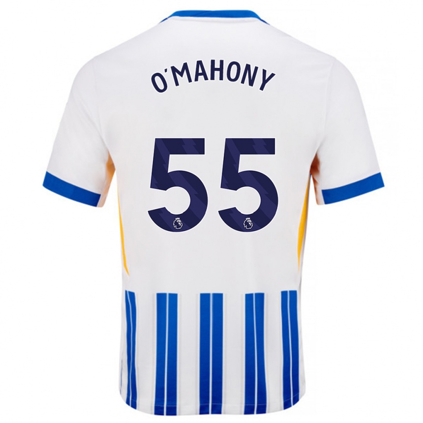 Hombre Fútbol Camiseta Mark O'mahony #55 Blanco Azul Rayas 1ª Equipación 2024/25 México