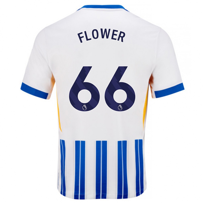 Hombre Fútbol Camiseta Louis Flower #66 Blanco Azul Rayas 1ª Equipación 2024/25 México