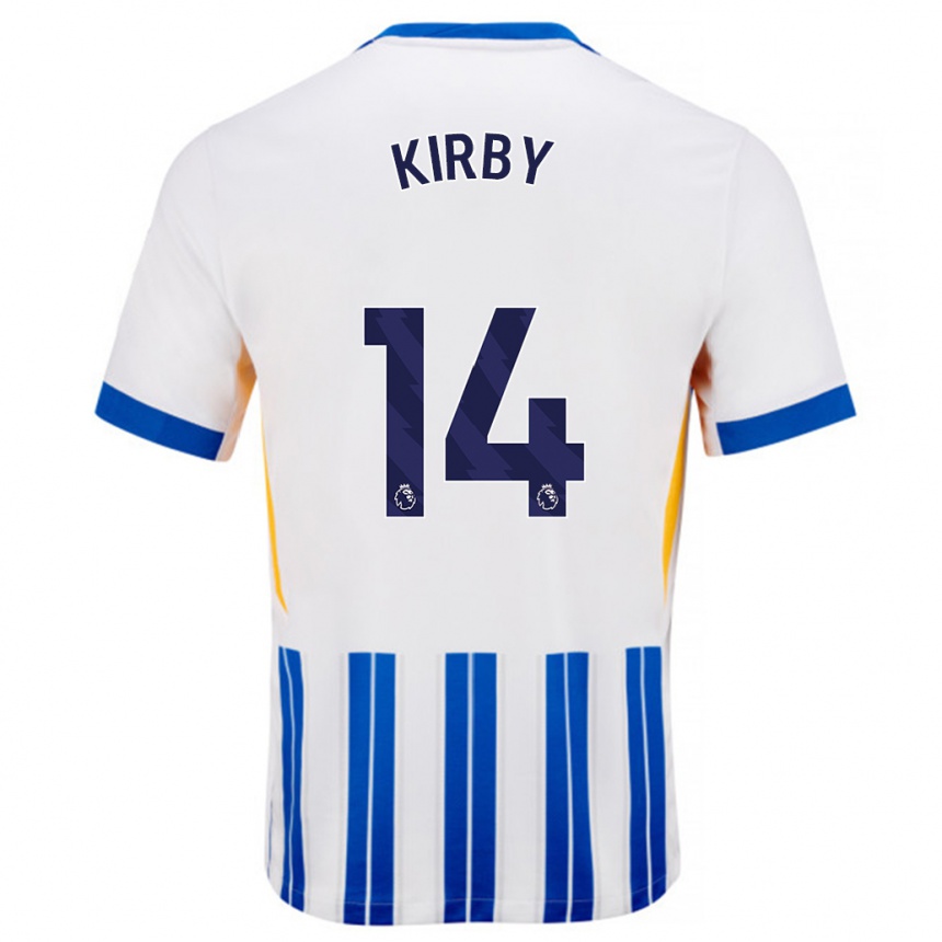 Hombre Fútbol Camiseta Fran Kirby #14 Blanco Azul Rayas 1ª Equipación 2024/25 México