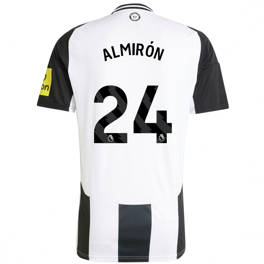 Hombre Fútbol Camiseta Miguel Almirón #24 Blanco Negro 1ª Equipación 2024/25 México