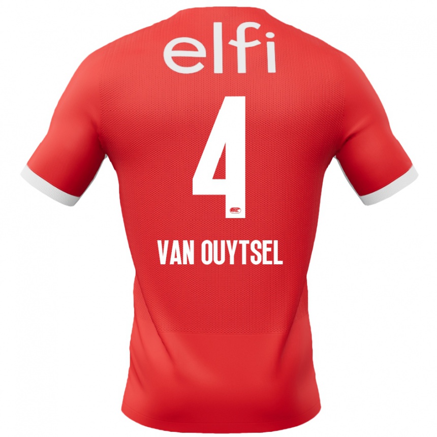 Hombre Fútbol Camiseta Kevin Van Ouytsel #4 Rojo Blanco 1ª Equipación 2024/25 México