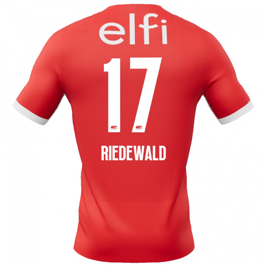 Hombre Fútbol Camiseta Kenzo Riedewald #17 Rojo Blanco 1ª Equipación 2024/25 México