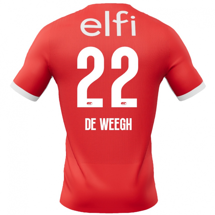 Hombre Fútbol Camiseta Bo Op De Weegh #22 Rojo Blanco 1ª Equipación 2024/25 México