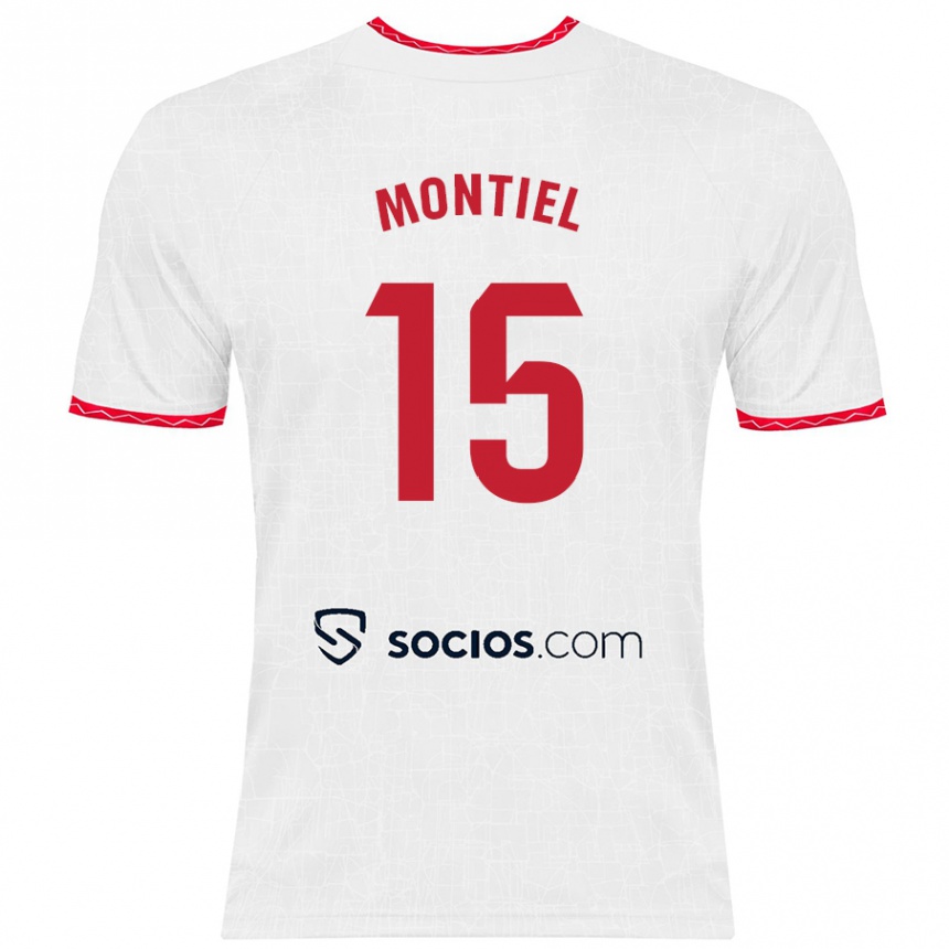 Hombre Fútbol Camiseta Gonzalo Montiel #15 Blanco Rojo 1ª Equipación 2024/25 México