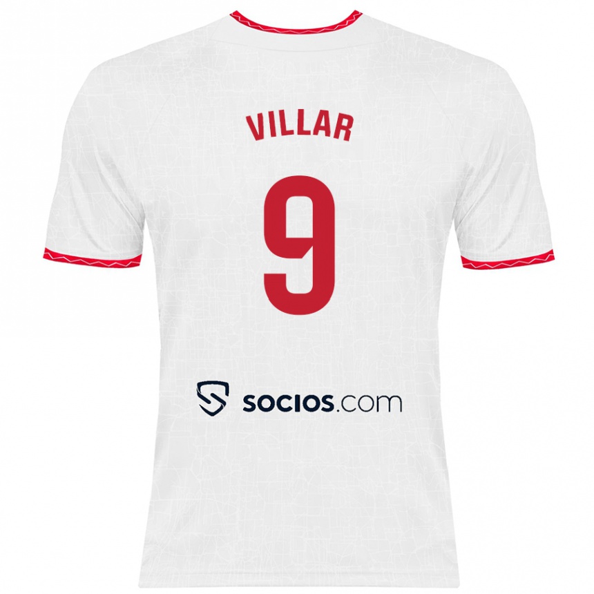 Hombre Fútbol Camiseta Iker Villar #9 Blanco Rojo 1ª Equipación 2024/25 México