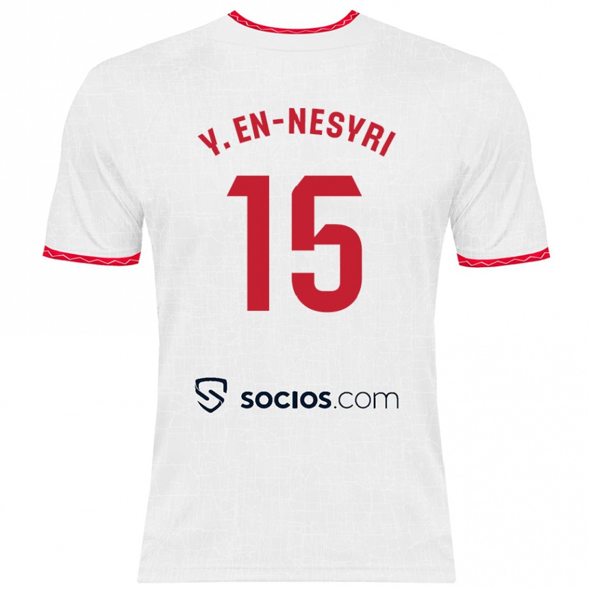 Hombre Fútbol Camiseta Youssef En-Nesyri #15 Blanco Rojo 1ª Equipación 2024/25 México