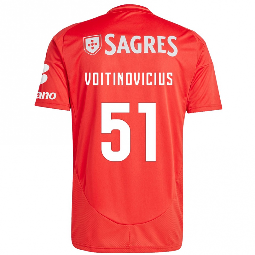 Hombre Fútbol Camiseta Arnas Voitinovicius #51 Rojo Blanco 1ª Equipación 2024/25 México