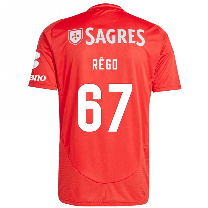 Hombre Fútbol Camiseta Rodrigo Rêgo #67 Rojo Blanco 1ª Equipación 2024/25 México