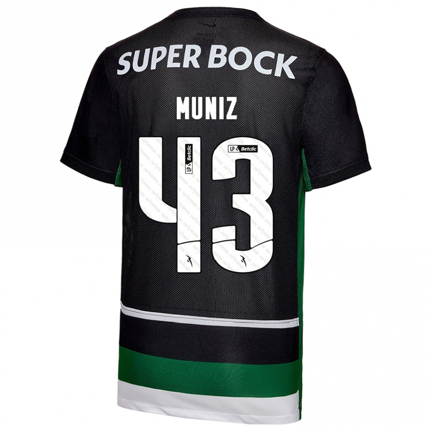 Hombre Fútbol Camiseta João Muniz #43 Negro Blanco Verde 1ª Equipación 2024/25 México