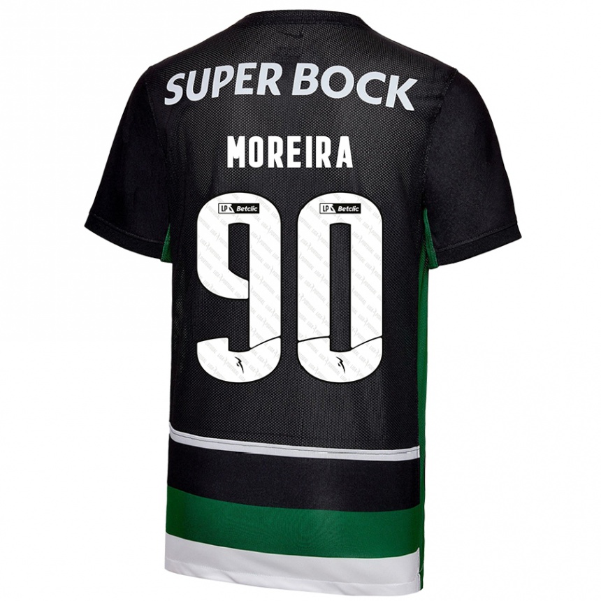 Hombre Fútbol Camiseta Afonso Moreira #90 Negro Blanco Verde 1ª Equipación 2024/25 México