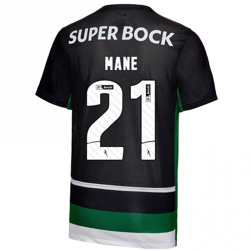 Hombre Fútbol Camiseta Isnaba Mané #21 Negro Blanco Verde 1ª Equipación 2024/25 México