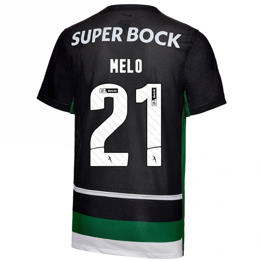 Hombre Fútbol Camiseta Gabriel Melo #21 Negro Blanco Verde 1ª Equipación 2024/25 México