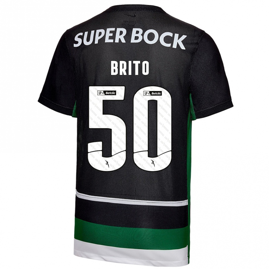 Hombre Fútbol Camiseta Alexandre Brito #50 Negro Blanco Verde 1ª Equipación 2024/25 México