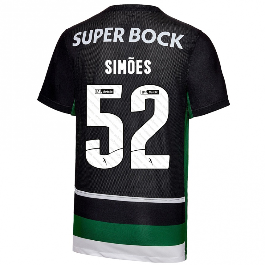 Hombre Fútbol Camiseta João Simões #52 Negro Blanco Verde 1ª Equipación 2024/25 México