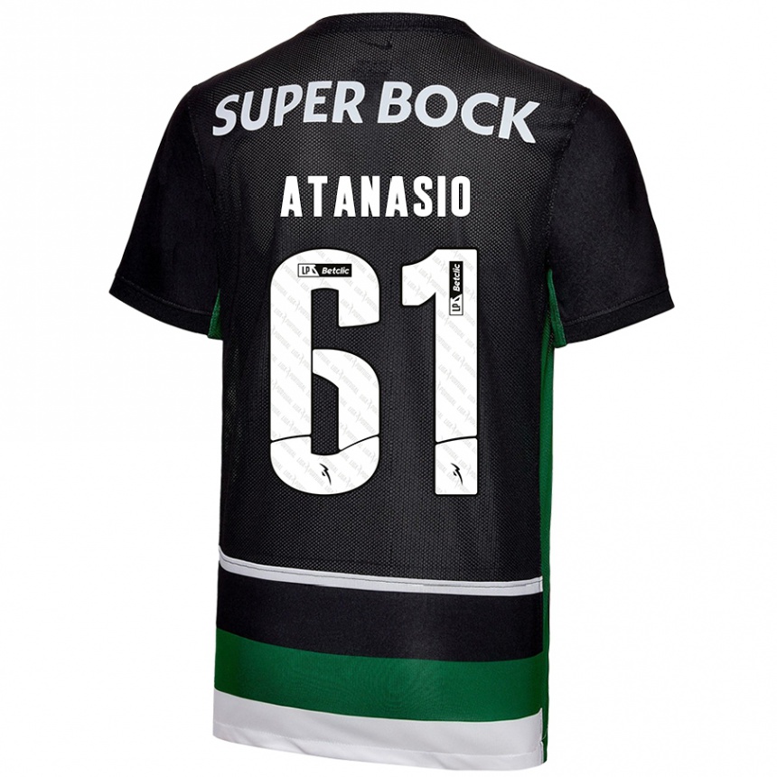 Hombre Fútbol Camiseta Atanásio #61 Negro Blanco Verde 1ª Equipación 2024/25 México