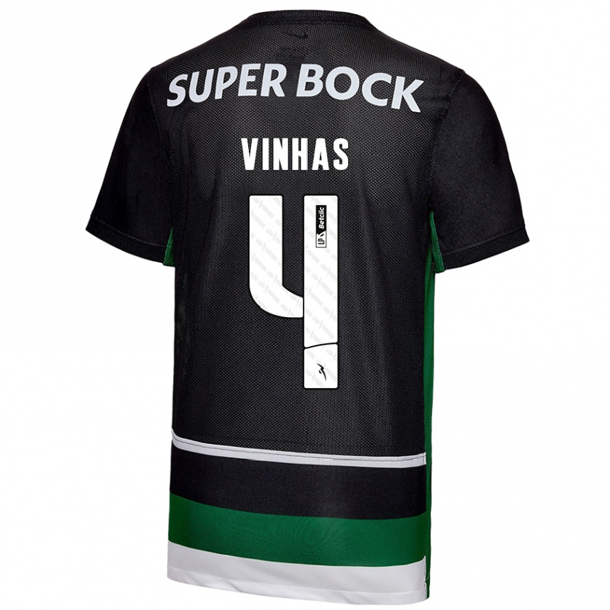 Hombre Fútbol Camiseta Gabriela Vinhas #4 Negro Blanco Verde 1ª Equipación 2024/25 México