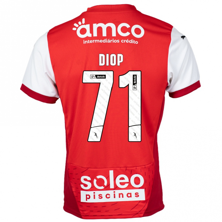 Hombre Fútbol Camiseta Mamadou Diop #71 Rojo Blanco 1ª Equipación 2024/25 México