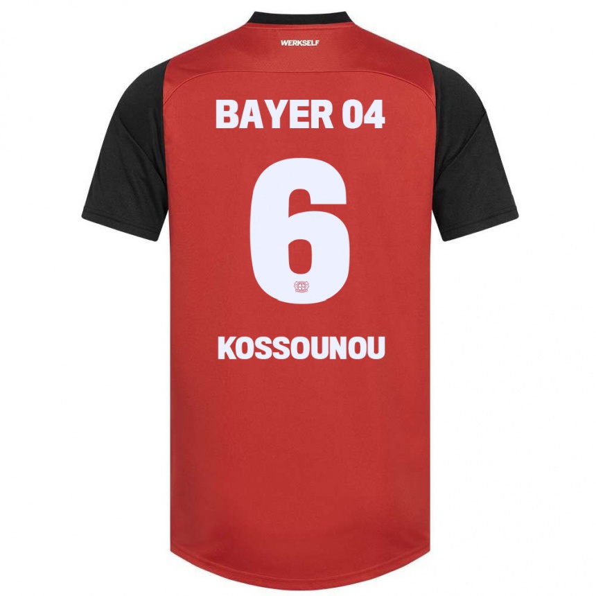 Hombre Fútbol Camiseta Odilon Kossounou #6 Rojo Negro 1ª Equipación 2024/25 México