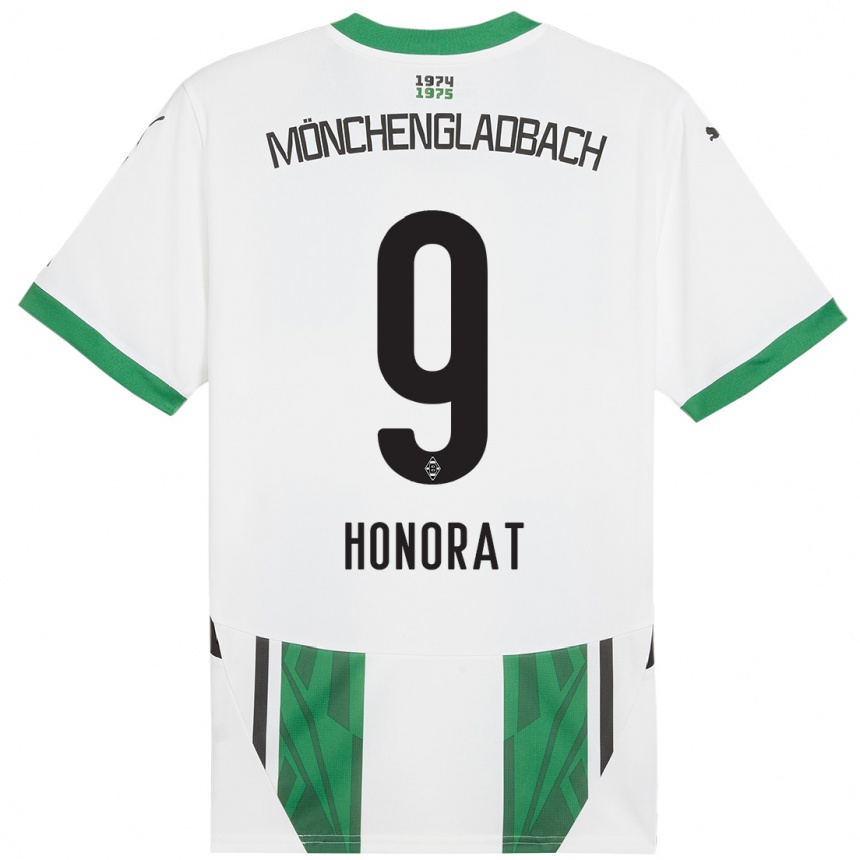 Hombre Fútbol Camiseta Franck Honorat #9 Blanco Verde 1ª Equipación 2024/25 México